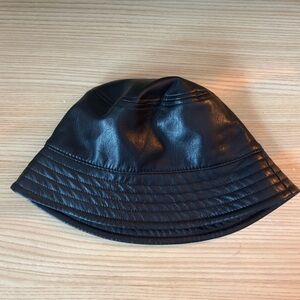 Aritzia Babaton Soft Black vegan leather Bucket Hat